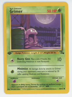 Grimer 48/62 1st Edition NM LP MP HP Common Fossil Pokemon Card 1999 First - Image 1