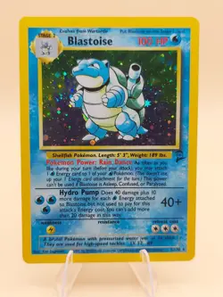 Blastoise Base Set 2 Holo Rare No. 2/130 Pokemon Card - WOTC 1999 SWIRL - Image 1