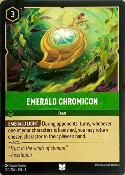 100/204 EMERALD CHROMICON SHIMMERING SKIES UNCOMMON DISNEY LORCANA CARD - Image 1