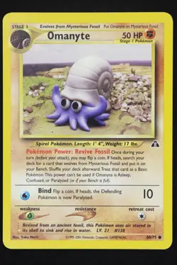 Omanyte - 60 - Neo Discovery - Pokemon Card - Lightly Played - Image 1