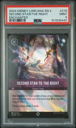 2024 DISNEY LORCANA EN 4-URSULA'S RETURN #210 SECOND STAR TO THE RIGHT PSA 9 - Image 1