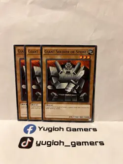 YUGIOH GIANT SOLDIER OF STONE X3 YGLD-ENA15 UNLIMITED COMMON LIGHT PLAYED - Image 1