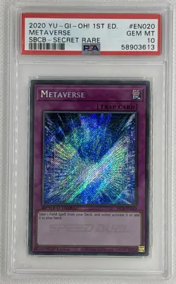 2020 Yu-Gi-Oh! 1st Ed. Meta Verse Trap Card SBCB - Secret Rare #EN020 PSA 10 - Image 1