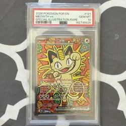 Meowth ex 121/088 Me03: Perfect Order Special Illustration Rare Holo PSA 10 - Image 1