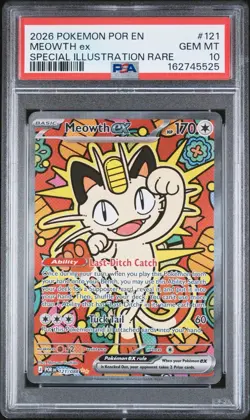 Meowth ex 121/088 Me03: Perfect Order Special Illustration Rare Holo PSA 10 - Image 3