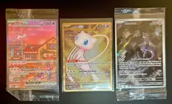Pokemon TCG 151 UPC Promo Set Mew 053, Mewtwo 052, Metal Mew 205 New (SEALED) - Image 1