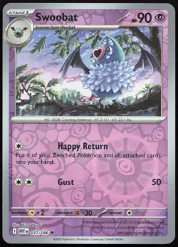 SWOOBAT 037/086 UNCOMMON WHITE FLARE POKEMON REVERSE HOLO LP - Image 1