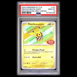Pokemon Card PSA 10 Pikachu In Batik Shirt 101/SV-P Indonesia Journey Promo 2024 - Image 1
