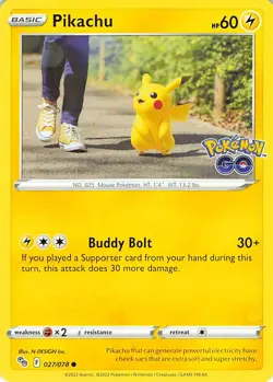 Pikachu 027/078 Common Pokemon GO Pokemon Near Mint - Image 1