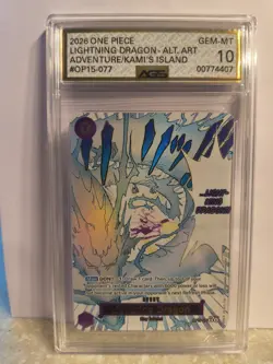 2026 One Piece OP15 Kami's Island Lightning Dragon #077 Alternate Art AGS 10 - Image 1