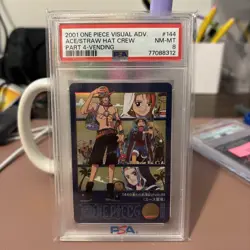 One Piece Visual Adventure Ace Straw Hat Crew #144 PSA8 Bandai Carddass 2001 JP - Image 1