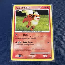 Growlithe 63/111 Rising Rivals 2009 Reverse Holo Pokemon TCG LP Lightly Played - Image 1