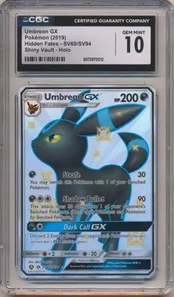 2019 Pokemon Hidden Fates Shiny Vault Umbreon GX SV69 CGC 10 GEM MINT Full Art - Image 1