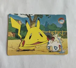 Vintage 90s Pokemon Holo Prism Vending Card #393 Pikachu & Clefairy Pink Crayon - Image 4