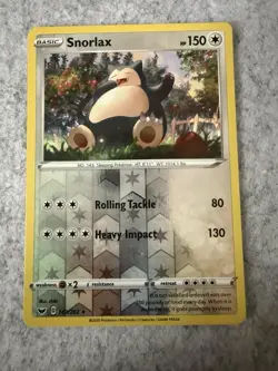 POKEMON SNORLAX 140/202 REVERSE HOLO RARE SWORD & SHIELD LP - Image 1