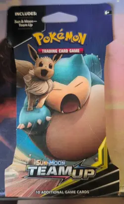 Pokemon TCG Sun & Moon Team Up Sleeved Booster Pack New Sealed Snorlax Eevee Art - Image 1