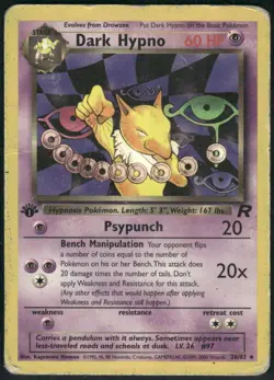 Dark Hypno 26/82 Rare Team Rocket Pokemon 1st Edition Moderately Played - Image 1