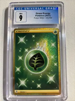 Pokemon TCG Fusion Strike Grass Energy Gold Secret Rare Card 283/264 CGC 9 - Image 1