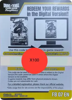 FB07 Code Card X100 Wish For Shenron Dragon Ball Super Fusion World - Image 1