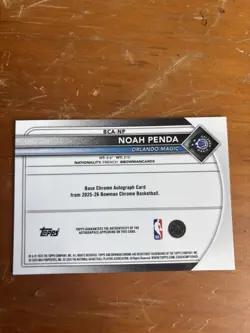 Bowman Chrome 2025-26 Rookie Autograph Noah Penda Orlando Magic /99 - Image 3
