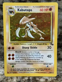 Pokemon TCG Kabutops Holo Rare Card 9/62 Fossil Unlimited 1999 Vintage - Image 1