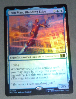 MTG Iron Man, Bleeding Edge FOIL Rare Commander: Marvel Super Heroes NM Card - Image 1