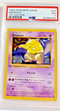 Drowzee 1st Edition Base Set Shadowless Card 49/102 NM Condition PSA 7 - Image 1