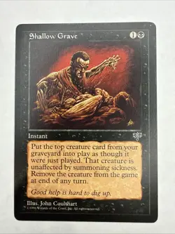 MTG Shallow Grave Mirage Near Mint NM Regular Vintage Card Small Printer Dot - Image 1