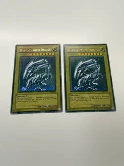 Yu-Gi-Oh! Lot Of 2- 2002 Blue-Eyes White Dragon SDK-001 Heavy Faded - Image 1