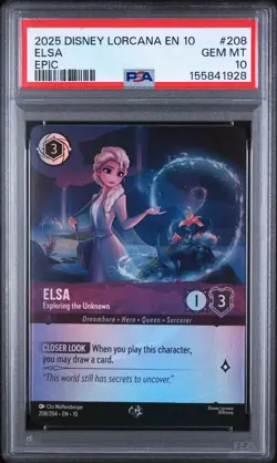 DISNEY LORCANA EN 10-WHISPERS IN THE WELL ELSA - EXPLORING THE UNKNOWN PSA 10 - Image 1