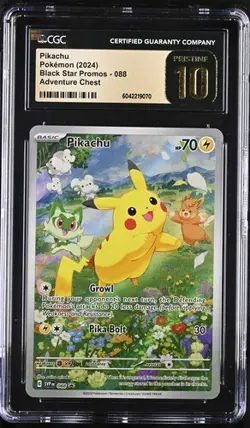 CGC PRISTINE 10 Pikachu SVP088 Adventure Chest HOLO PROMO Pokemon Card - Image 1