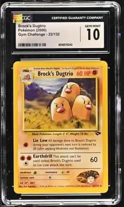 CGC 10 - Pokemon Card - Gym Challenge 22/132 - BROCK'S DUGTRIO (rare) *POP 9* - Image 1