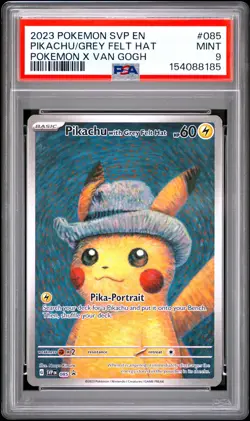 PSA 9 PIKACHU WITH GREY FELT HAT 085 | Pokemon X Van Gogh Pokemon Card - Image 1
