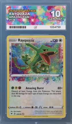 ACE 10 Perfect 10,10,10,10 Rayquaza Rare 138/185 Vivid Voltage Pokemon Card - Image 1