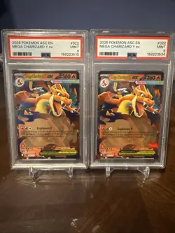 Set Of 2 PSA 9 Mega Charizard Y Ex Pokemon Cards Ascended Heroes - Image 1