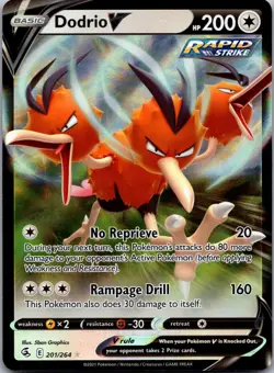 Dodrio V 201/264 Holo V Rare Fusion Strike Pokemon Near Mint - Image 1