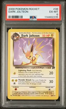 2000 Pokemon Team Rocket Dark Jolteon 38/130 - PSA 6 - Image 1