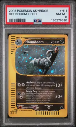 2003 POKEMON SKYRIDGE #H11 HOUNDOOM-HOLO PSA 8 - Image 1