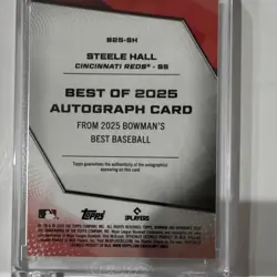 Topps 2025 Bowman's Best Steele Hall Reds Rookie Auto Best of 2025 #B25-SH - Image 2
