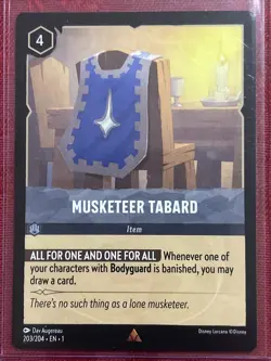Disney Lorcana - Musketeer Tabard - Rare - 203/204 Pull To Sleeve MINT - Image 1