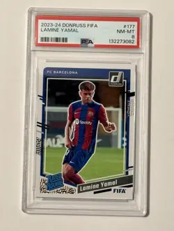 2023-24 Donruss FIFA Lamine Yamal Rated Rookie #177 PSA 8 Spain RC Barcelona - Image 1