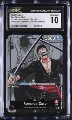 2022 ONE PIECE RORONOA ZORO OP01-001 25TH ANNIVERSARY CGC 10 K PT - Image 1