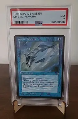 Mystic Remora Ice Age Magic The Gathering MTG 1995 Blue Enchantment PSA 7 NM - Image 1