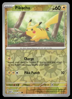 Pokemon Cards Pikachu 025/165 Reverse Holo 151 Common NM - Image 1