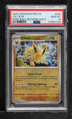 Jolteon Poke Ball Foil Pokemon Prismatic Evolutions PRE PSA 10 GEM MT - Image 1