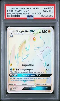 2018 POKEMON SM BLACK STAR PROMO #SM156 FULL ART/DRAGONITE GX PSA 10 - Image 1