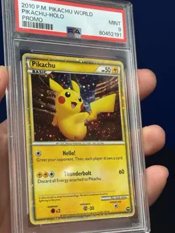 PSA 9 Pikachu Holo 2010 Pikachu World English Promo PW1 SWIRL - Image 4