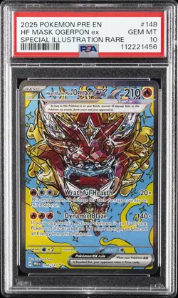 2025 POKEMON PRE EN-PRISMATIC EVOLUTIONS #148 HEARTHFLAME MASK OGERPON EX PSA 10 - Image 1
