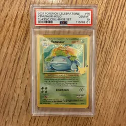 2021 Pokemon Celebrations Venusaur Holo Classic Base Set #15 PSA 10 Gem Mint - Image 1