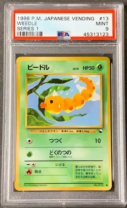 Pokemon Card Japanese Weedle Glossy PSA 9 Mint, Vending Series 1 #13, 1998 - Image 1